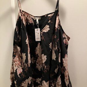 Joie black and rose flowers large summer top